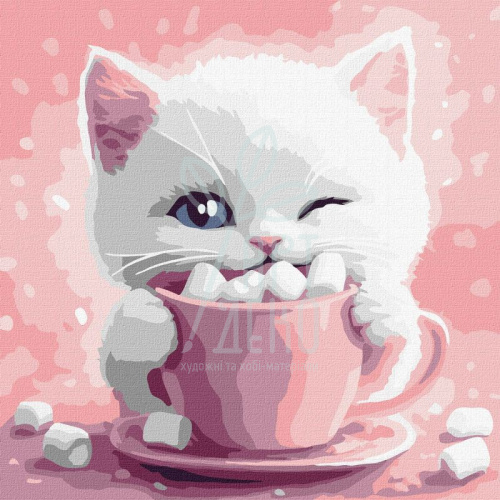 Набір для розпису за номерами "Какао для котика (картина № 3)", 30х30 см, Ідейка