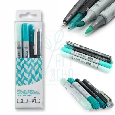 Набір маркерів Ciao Set "Doodle Pack Turquoise", 2 маркери, + лайнер, + ручка, Copic