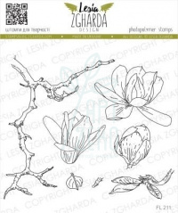 Набір з 7-ми штампів "Гілочка магнолії з цвітом", 10х15 см, Україна