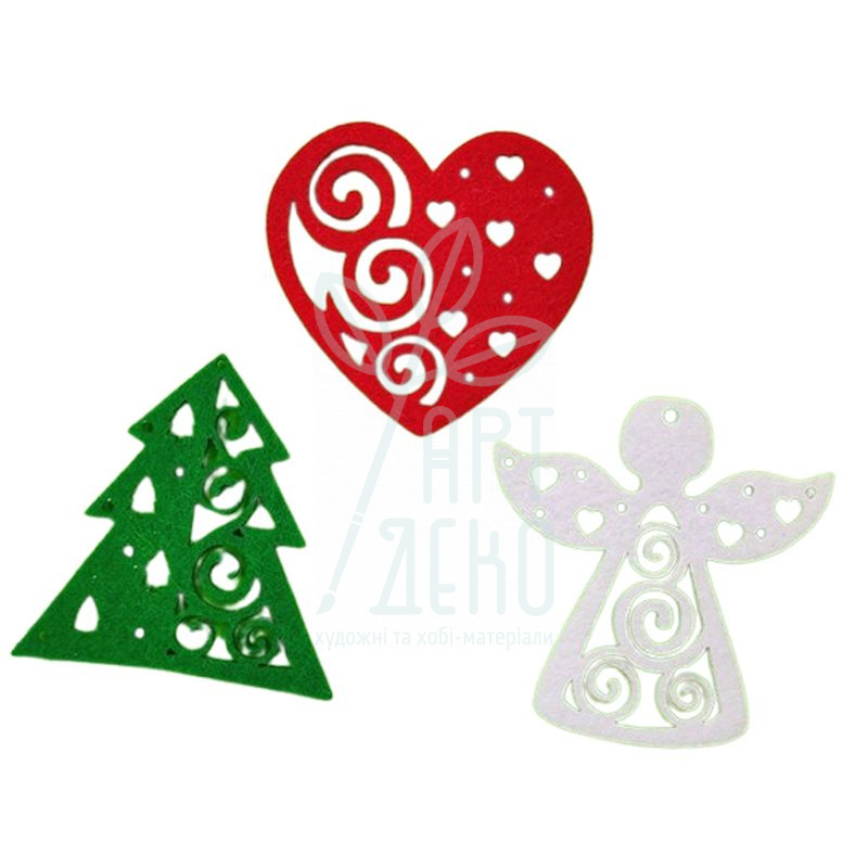 Набір декору з фетру "Затишок", 7 см, 3 шт, Україна