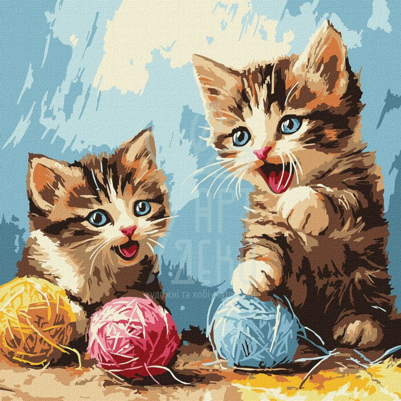 Набір для розпису за номерами "Клубочки", 30х30 см, Ідейка