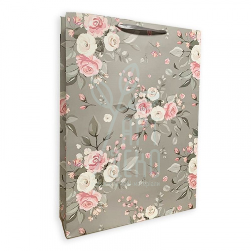 Пакет подарунковий "Рожеві квіти", 31х42х15 см, Україна