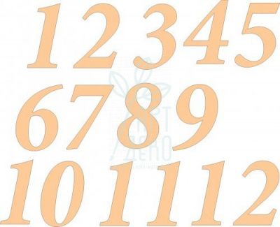 Цифри для годинника "Арабські класичні", фанера 4 мм, висота 3 см, 15 шт., Україна