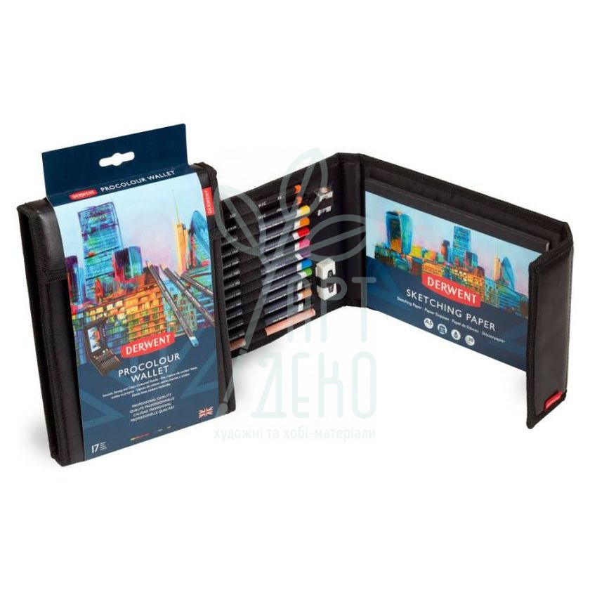 Набір олівців кольорових Procolour Wallet, в пеналі, 16 предметів, DERWENT