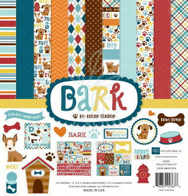 Набір паперу 30x30 см Bark Collection Kit 12 листів + наклейки, Echo Park