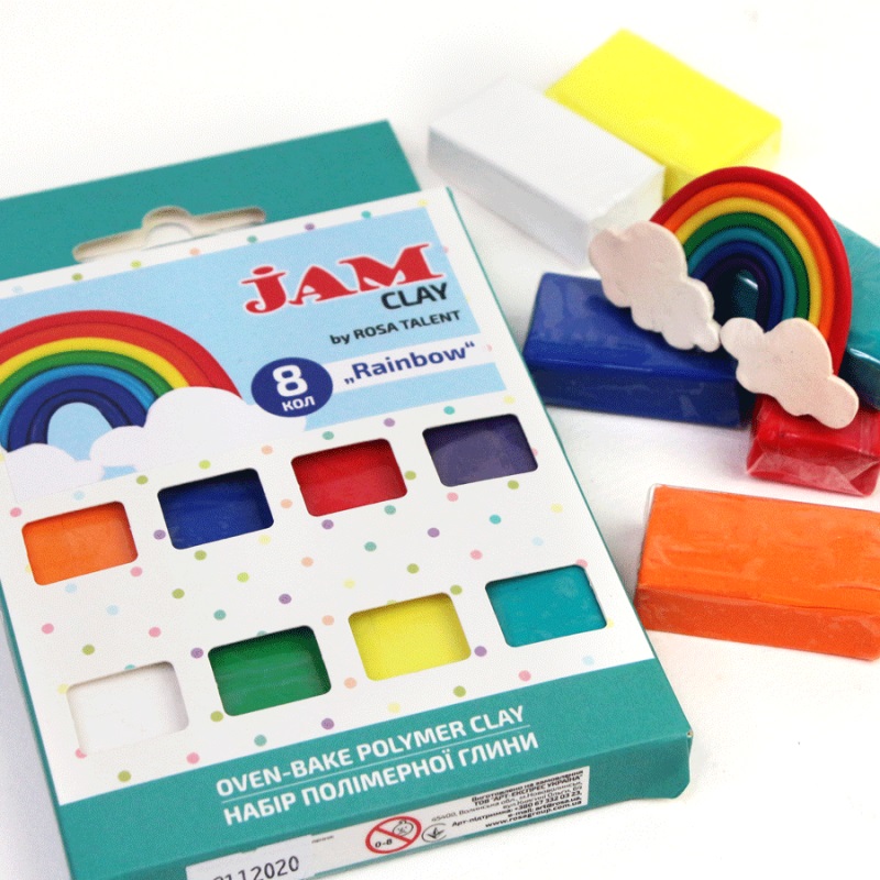 Набір полімерної глини Jam Clay "Rainbow", 8х20 г, ROSA