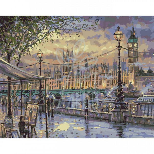 Набір для розпису за номерами Міський пейзаж "Вечірній Лондон", 40х50 см, Ідейка