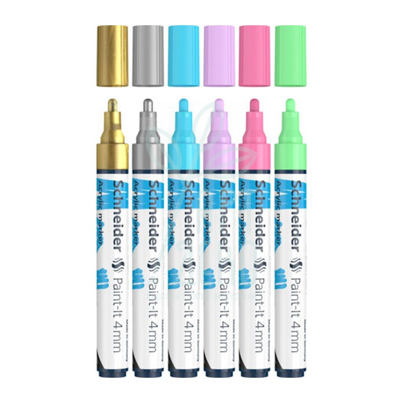 Набір маркерів акрилових Paint-it 320 Wallet Set1, 4 мм, 6 шт, Schneider 
