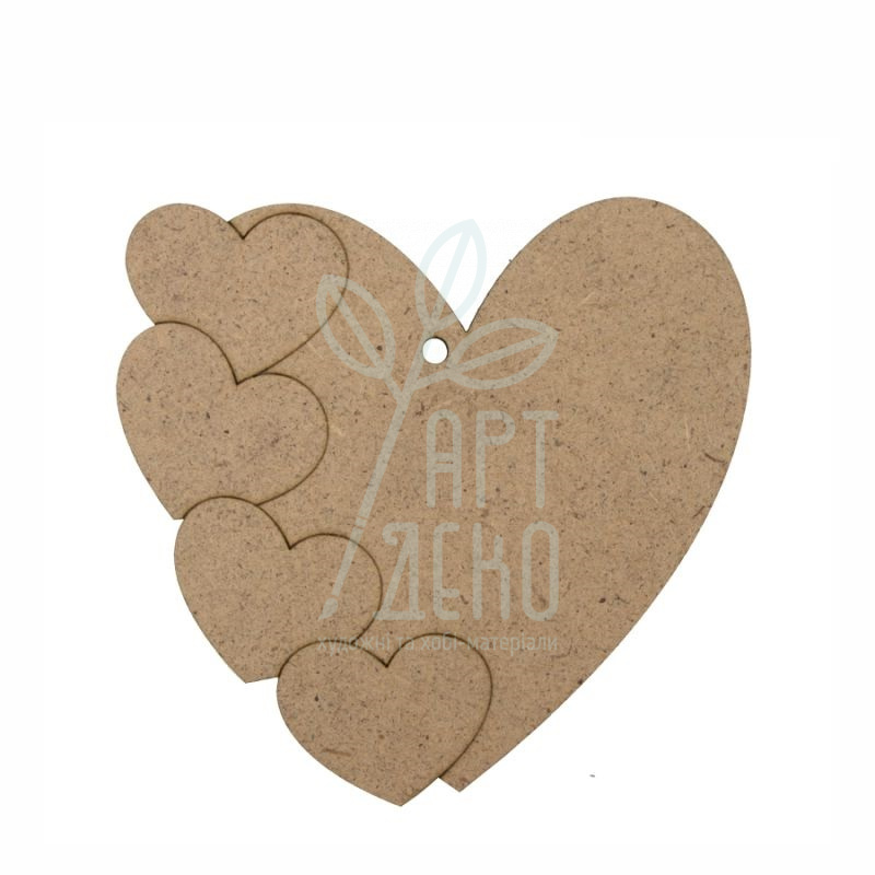 Набір заготовок "Серце 15", ДВП, 10х10,4 см, 4 шт, ROSA Talent