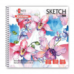 Альбом для акварелі Watercolour Collection "Flowers", спіраль, 210х210 мм, 200 г/м2, 10 л., Santi