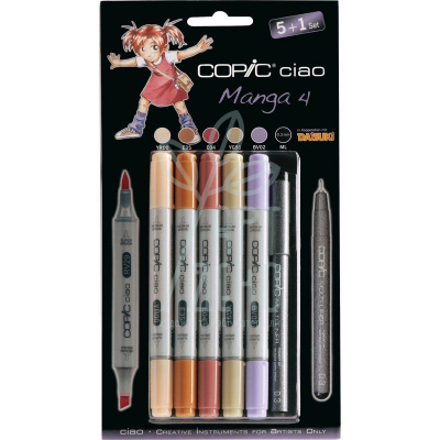 Набір маркерів Ciao Set "5+1" Manga 4, Кольори для дiвчаток, + лайнер, Copic