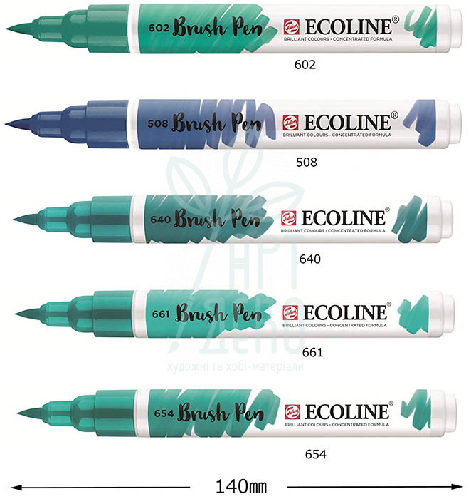 Набір пензлів-ручок Ecoline Brushpen GREEN BLUE, 5 кол., Royal Talens