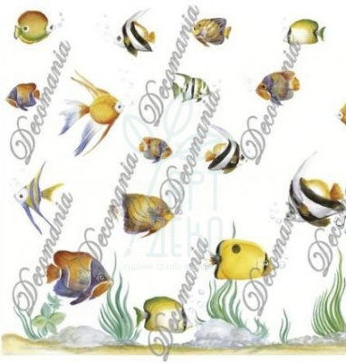 Папір для декупажу рисовий "Рибки (акваріум)", 35x50 см, Італія