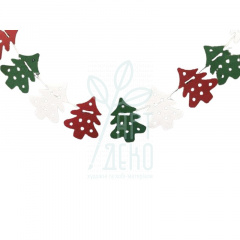 Декор з фетру "Гирлянда Ялиночка", мікс кольорів, 2 м, Україна