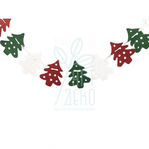 Декор з фетру "Гирлянда Ялиночка", мікс кольорів, 2 м, Україна