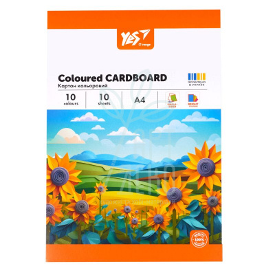 Набір картону кольорового Orange Line, А4 (21х29,7 см), 215 г/м2, 10 л., Yes