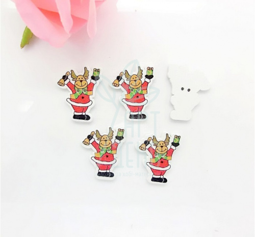 Дерев'яні гудзики Олень в шалику, 25x31 мм, Китай