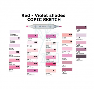 Маркер двосторонній Sketch, #RV, рожево-фіолетові кольори, Copic