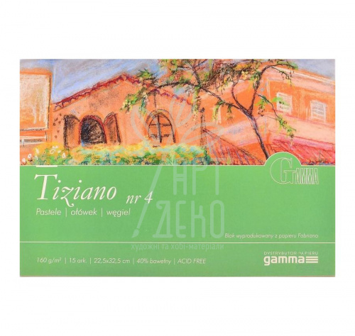Склейка для пастелі Tiziano Nr.4, папір Fabriano, 5 кольорів, 22,5х32,5 см, 160 г/м2, 15 л., Польща
