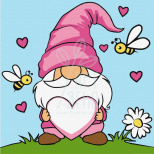 Набір для розпису за номерами "Закоханий гном", 25х25 см, Ідейка