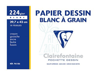 Папка для рисунку Dessin a Grain, А3 (29,7х42 см), 224 г/м2, 10 л., Clairefontaine