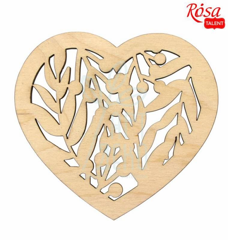 Заготовка "Квіткове серце" 1, фанера, 9,2х10 см, 4 шт., ROSA Talent