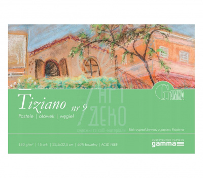 Склейка для пастелі Tiziano Nr.9, папір Fabriano, 5 кольорів, 22,5х32,5 см, 160 г/м2, 15 л., Польща