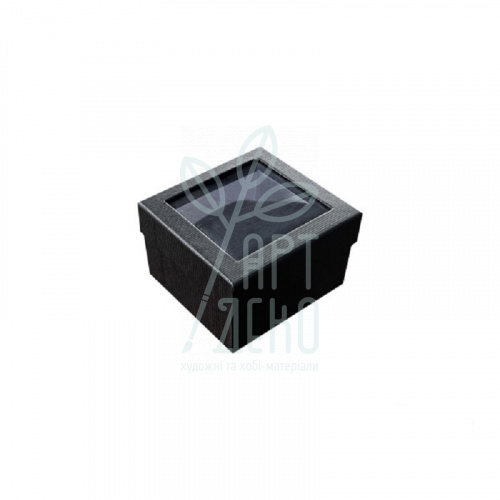 Коробка подарункова з віконцем, 8,5х8,5х5,5 см, чорна, Україна