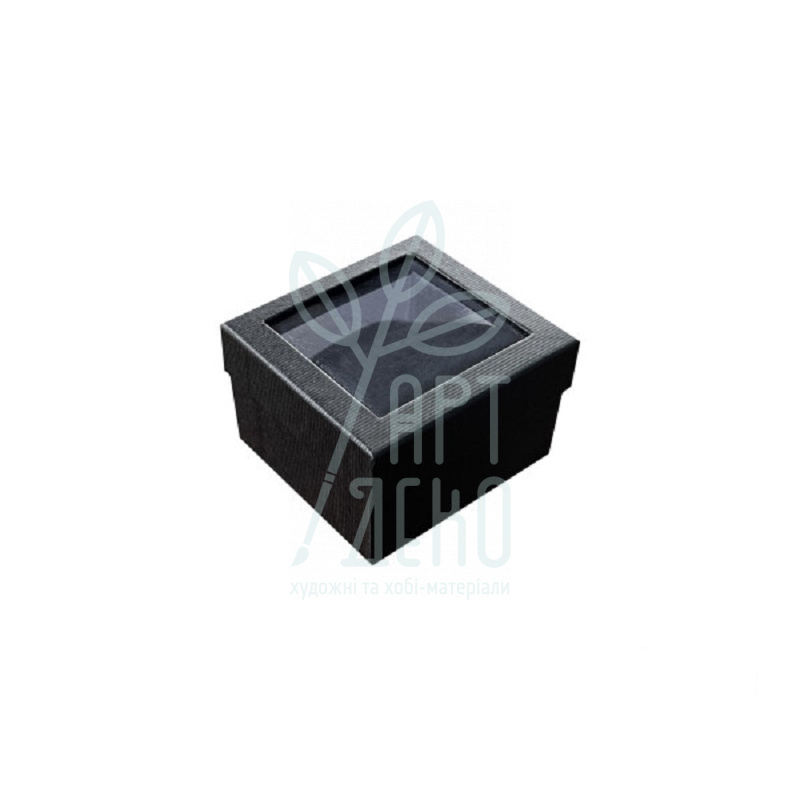 Коробка подарункова з віконцем, 8,5х8,5х5,5 см, чорна, Україна