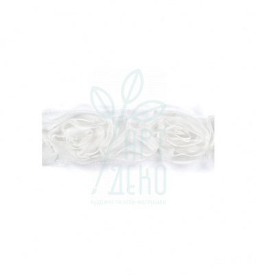 Стрічка фатинова Ribbon - Rose, біла, 1,5", 1 ярд, American Crafts