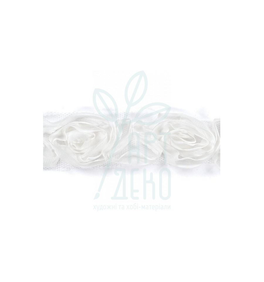 Стрічка фатинова Ribbon - Rose, біла, 1,5", 1 ярд, American Crafts