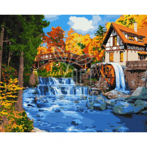 Набір для розпису за номерами "Будиночок з млином", 40х50 см, Ідейка