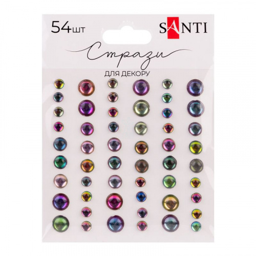 Набір страз самоклеючих, райдужні, 54 шт, Santi