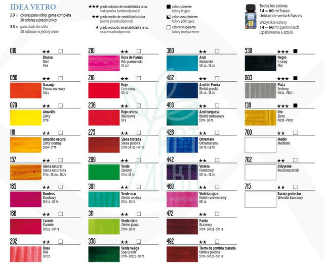 Фарба для скла Idea Vetro, 60 мл, Maimeri