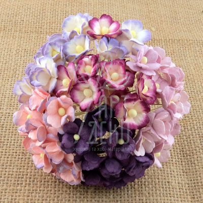 Квіти паперові Гортензія, фіолетові тони, 1,5 см, 20 шт., Тайланд