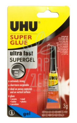 Клей Універсальний Секундний СуперГель, Ultra Fast SuperGel, 3 г, UHU