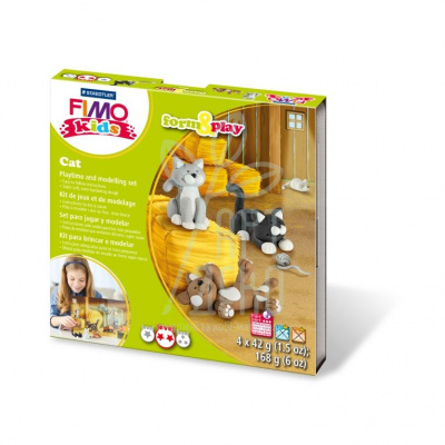 Набір полімерної глини Fimo kids "Котики", 4 кольори х 42 г, Fimo