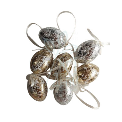 Яйце пластикове з підвісом "Декупаж", 5 см, золото/срібло, в асортименті