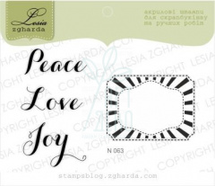 Набір штампів "Peace Love Joy + frame", Україна