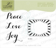 Набір штампів силіконових "Peace Love Joy + frame", Україна