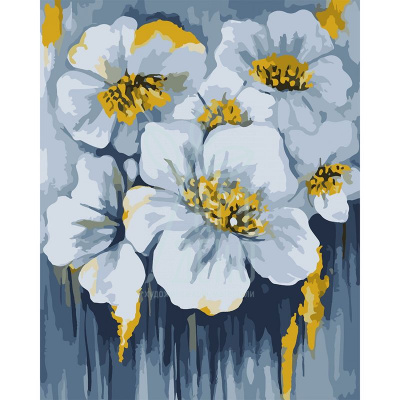 Набір для розпису за номерами "Блакитні квіти у золоті", 40х50 см, Santi