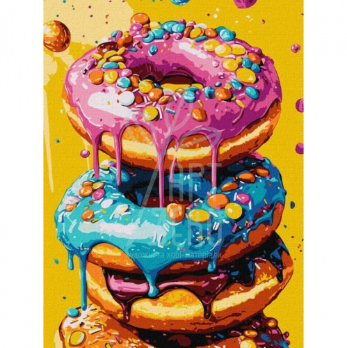 Набір для розпису за номерами "Смачненькі пончики", 30х40 см, Ідейка