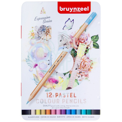 Набір олівців кольорових EXPRESSION PASTEL, в металевій коробці, 12 шт., Bruynzeel