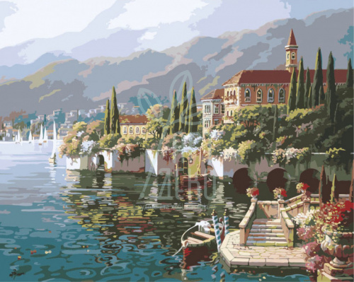 Набір для розпису за номерами Міський пейзаж "Берег Варенни", 40х50 см, Ідейка