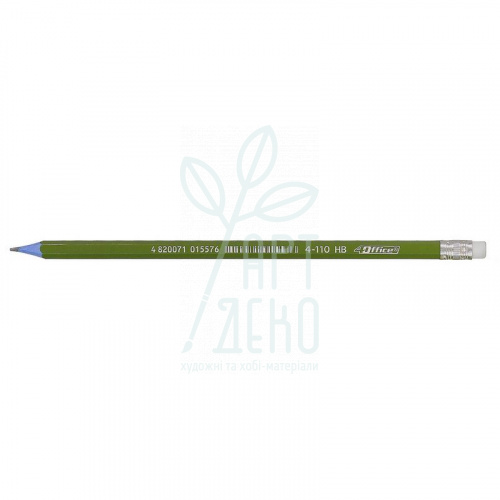 Олівець графітний з гумкою, HB, 4Office