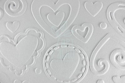 Папір текстурований, тиснений "Серця", білий, 11х15 см, Україна