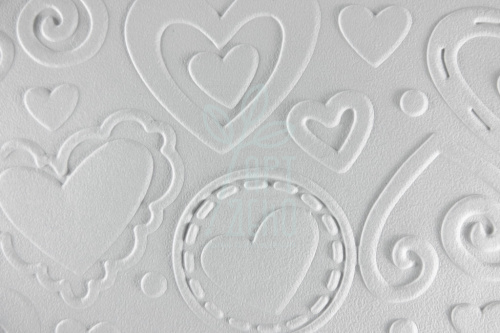 Папір текстурований, тиснений "Серця", білий, 11х15 см, Україна