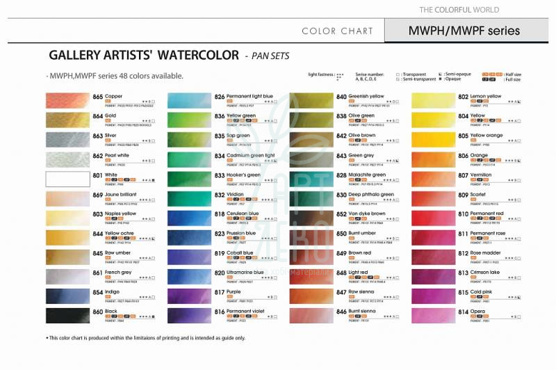 Набір акварельних фарб Gallery, в металевому пеналі, кювети, 24 кол., MUNGYO