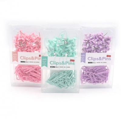 Набір канцелярський Clips and Pins, скріпки - 20 шт, кнопки - 35 шт, Josef Otten