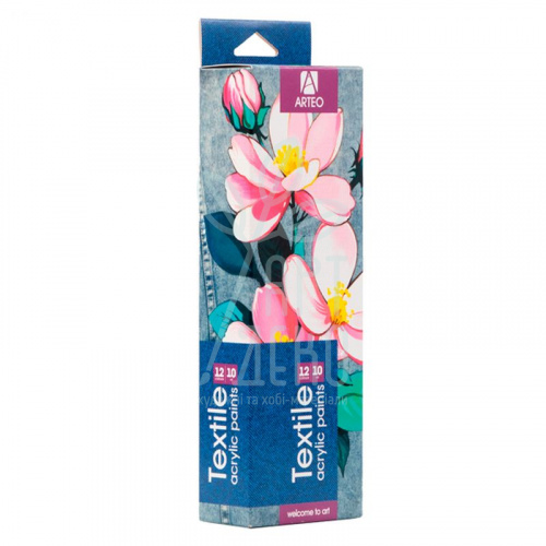 Набір фарб акрилових для тканини Flowers, 12x10 мл, Arteo
